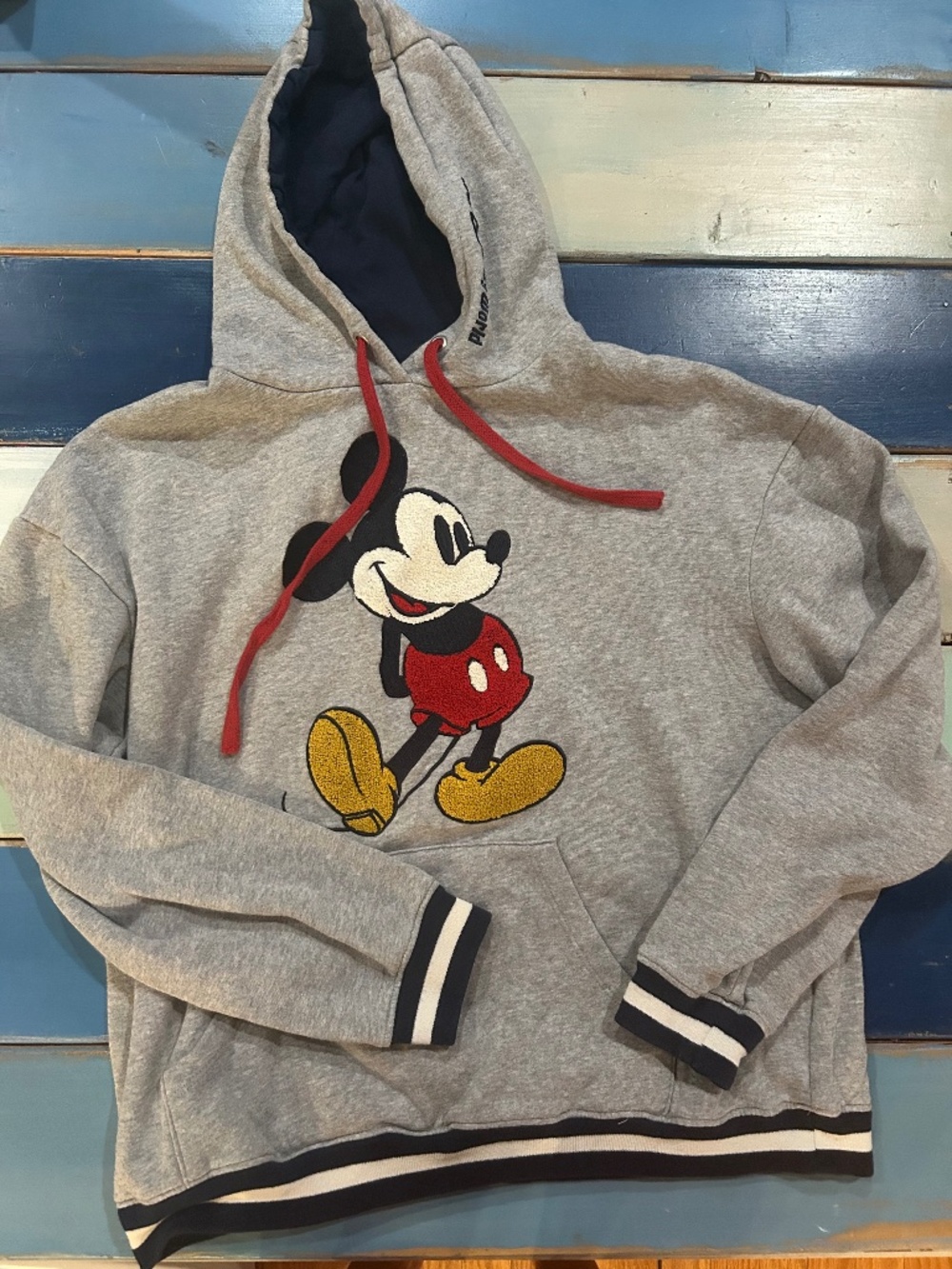 Disney Parks Mickey Mouse Embroidered Hoodie Gray Men’s Medium